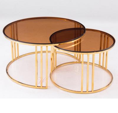 China Modern Metal Base Glass Nest Design Nesting Coffee Table Accent Table Top Living Room Decor Living Room Decor Restaurant Home Table for sale