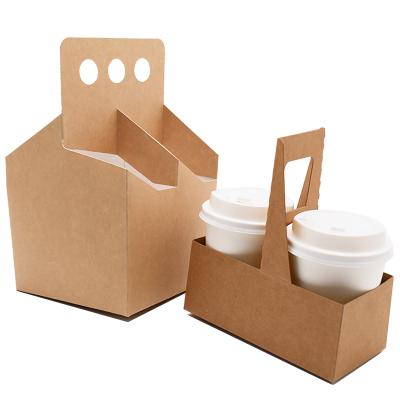 China New Recycled Materials Brown Kraft Paper Take Away Biodegradable Packaging For Fast Food Drink Carrier for sale