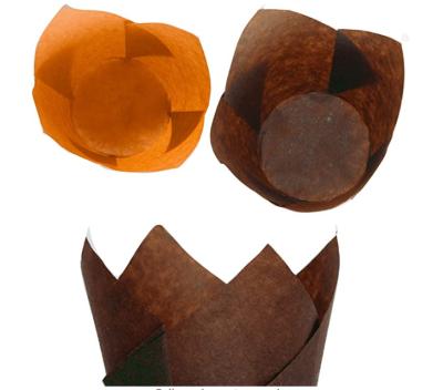 China Rustic Baking Wrapping Tulip Cupcake Baking Cups Disposable Bun Liners Cupcake Holders for sale