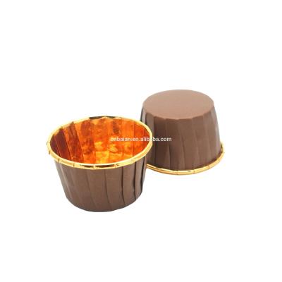 China Disposable High Quality Printing Rolled Rim Gold Paper Cupcake Liner for sale