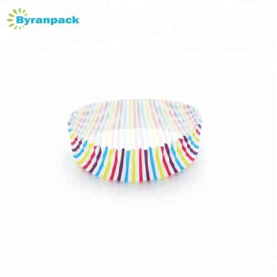 China Eco-friendly / Non-stick / Stripe Color /Greaseproof Temperature Resistance PE Coated Paper Baking Cup for sale