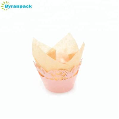 China Disposable Pink Birds Wedding Birthday Party Laser Cut Lace Paper Cupcake Wrappers Cake Decoration for sale