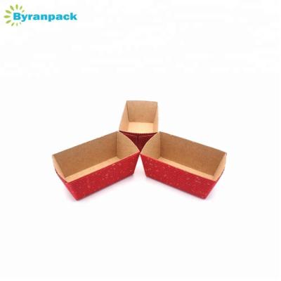 China Red Baking Liners Eco-friendly / Non-stick / Cupcake Cup Corrugated Wall Ripple Rectangle /Greaseproof Temperature Resistance for sale