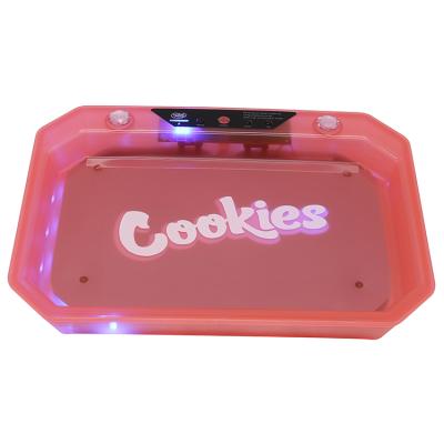 China Wholesale Acrylic Glowing Weed Plastic Tray Portable Plastic Light Up Rolling Tray Custom Printed LOGO LED Rolling Tray for sale