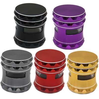 China 2021 New Design Aluminum Alloy 63mm Aluminum Alloy Herb Grinder Portable Weed Crusher Smoking Set Custom Logo 4 Layer Metal Tobacco for sale