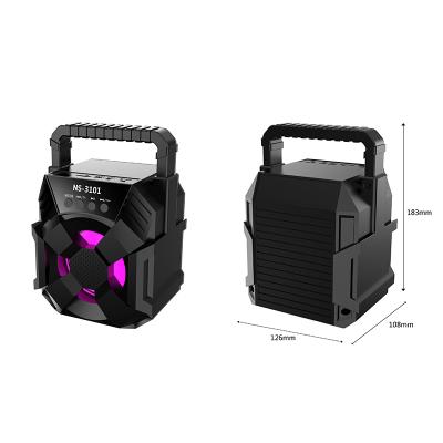 China Cheap Mini Portable Led Sound Box DJ Bass Wireless Colorful LED Light 3 Inches With FM Radio for sale