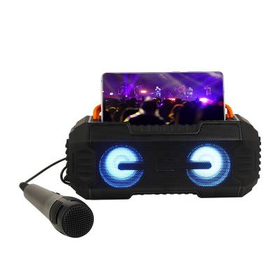 China New 10w Boombox RGB LED Wireless Speakers Colorful Light Portable High Fidelity Sound Box Subwoofer With Microphone Handle for sale