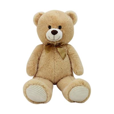 China Plush Toy Manufacturer Supply Stuffed Soft Giant Ribbon Teddy Bear Bow Teddy Bear Plush Toy Animal With Apricot Silk for sale