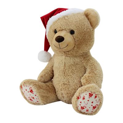 China Plush Made in China Handwork Brown Christmas Gift Plush Toys Christmas Teddy Bear Hat for sale