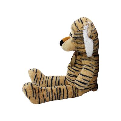 China Plush Maker Supply Stuffed Small Giant Animal With Ribbon Brown Silk Bow Tiger Plush Toy for sale