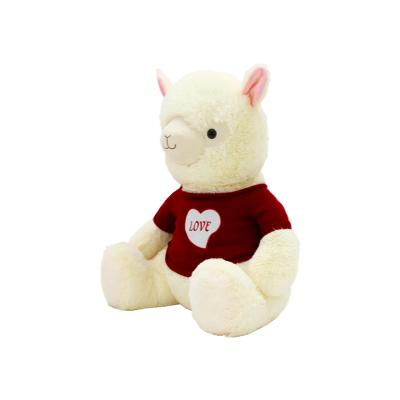 China Plush 2021 Custom Cute Logo White Soft Alpaca Stuffed Plush Alpaca Animal Toys Valentine's Day Gift Lovely for sale