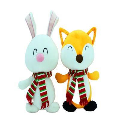 China Custom Plush Christmas Gift For Kid's Plush Holding Cute Fox Toy With Scraf Plush Fox Toy for sale