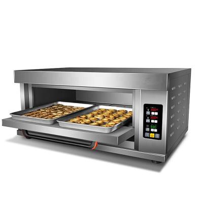 China Small Bakery Bread Baking Oven Commercial Catering Electric Pizza Oven 1 Deck 2 Trays for sale