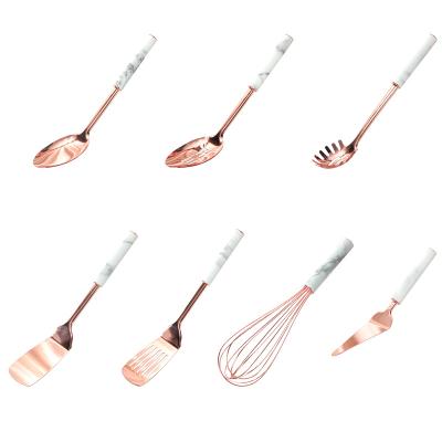 China Simple Sustainable Rose Gold Cookware Kitchenware Set Style Cookware Sets Stainless Steel Kitchenware for sale