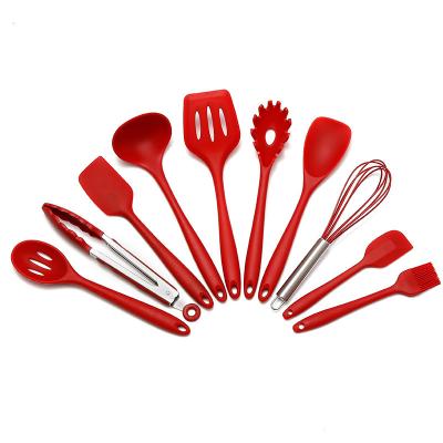 China 10 Piece Eco-Friendly Reusable Kitchenware Kitchenware Kitchen Handle Teel Silicone Cooking Tools for sale