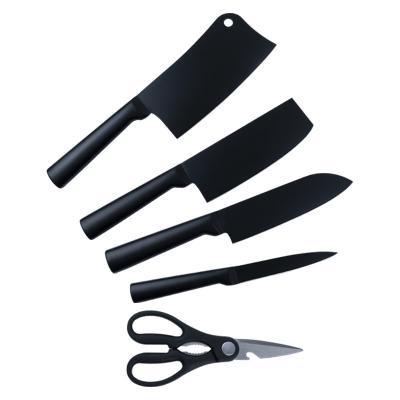 China Viable Black Coated Sharp Stainless Steel Kitchen Utensil Kitchen Knife Tool Kits for sale