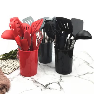 China 13Pcs Eco-Friendly Sustainable Silicone Non-Stick Kitchen Cooking Tool Kit With Stainless Steel Handle for sale