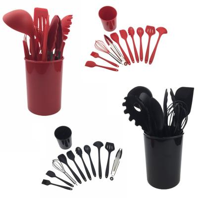 China Viable Color Hot Selling Nonstick Silicone Cooking Utensils Set 11 Pcs Barreled Nonstick Silicone Cookware Set for sale