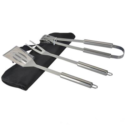 China Viable Wholesale Three Piece Barbecue Grill Set Stainless Steel Barbecue Tool Three Piece Grill With Nylon Bag for sale