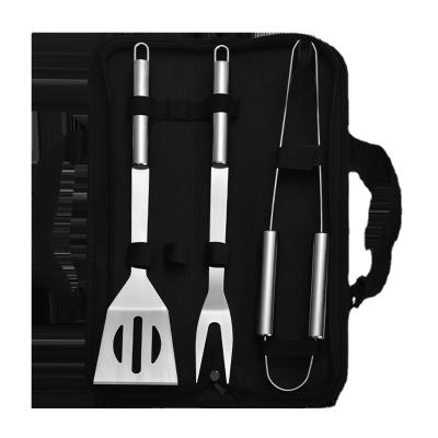 China Universal Outdoor Stainless Steel Easily Cleaned 3 Pcs Camping Grill BBQ Tool Kit for sale