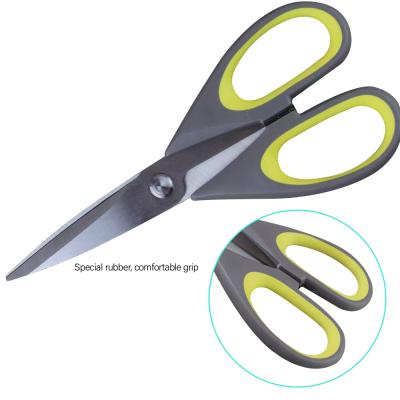 China Universal Handy Cut Food Stainless Steel Office Stationery Kitchen Accessories Kitchen Scissors with Rubber Grip Handle for sale