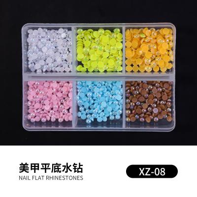 China Nail Charm 3D DIY Diamond Super Glitter White Glass Flat Nail Charm 12 Grid Strips Boxed Ab Rhinestone Nail Art for sale