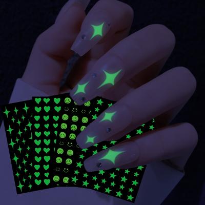 China 3d Nail Art DIY Decoration New Design Nail Luminous 3D Butterfly Flame Letter Holographic Line Sticker for sale