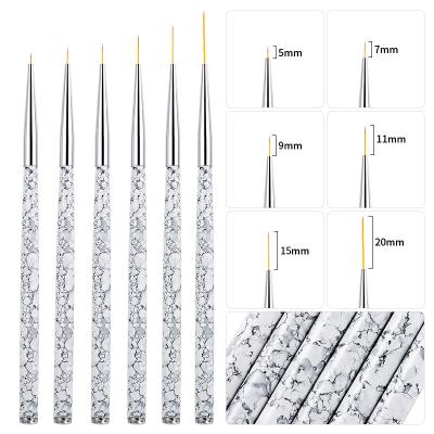 China Professional Manicure Brushes Park French 3D Metal Handle Scratch Coating Gel Painting Kit Dot Drawing Design Nail Brush for sale