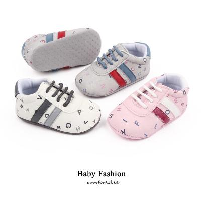 China Breathable Baby Walking Shoes for Boys and Girls 0-1 Years Letter Sneaker Sports Soft Soled Shoes for sale