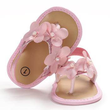 China Wholesale Breathable Summer Baby Flower Sandals Beautiful Pink Baby Sandals for sale