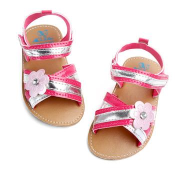 China New Arrival Breathable Lovely Flower Design Baby Summer Leather Outdoor Sandals For Girls for sale