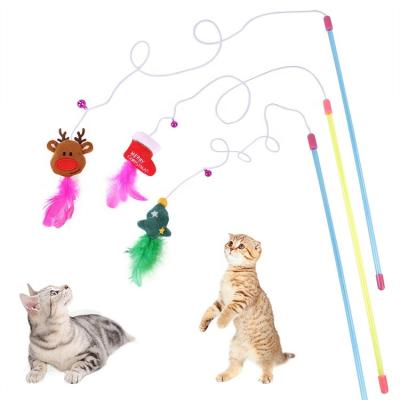 China Custom Christmas Cat Teaser Wand Funny Interactive Style Cat Stick Toy Puzzle Stick Viable New for sale