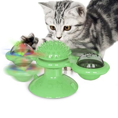 China Viable Windmill Cat Toys Spinning Laser Teasing Glow Interactive Colorful Rolling Cat Toy Ball for sale