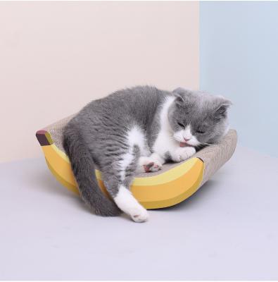 China Travel Mint Banana Shape Curved Wave Design Scratching Cat Toy Natural Cat Scratcher for sale