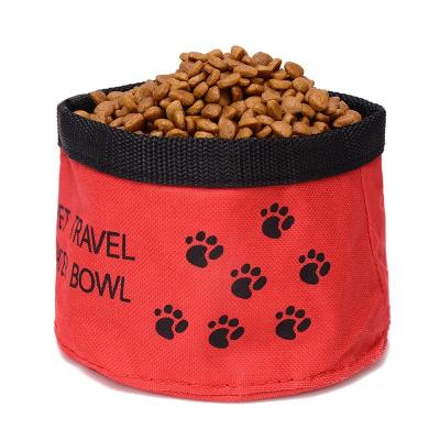 China Sustainable Multicolor Logo Custom Travel Feeding Oxford Cloth Waterproof Luxury Portable Dog Bowl for sale