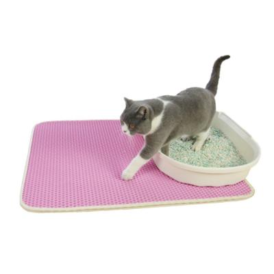 China Anti-Splash Durable Double Layer Pet Toilet Sustainable Pink EVA Cat Litter Mat Cover for sale