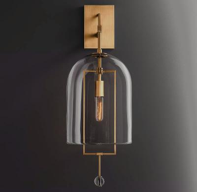 China Modern Gold Finish Glass Shade Decorative Electric Wall Sconces And Socket In Wall Light for sale