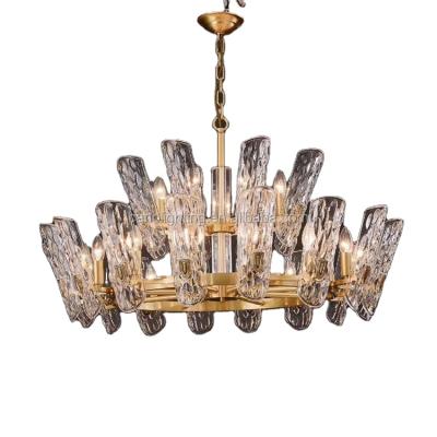 China Modern Light Gold Modern Iron Decorative Hanging Luxury Crystal Chandelier Home Hotel Wedding Living Room Glass Lobby Modern for sale