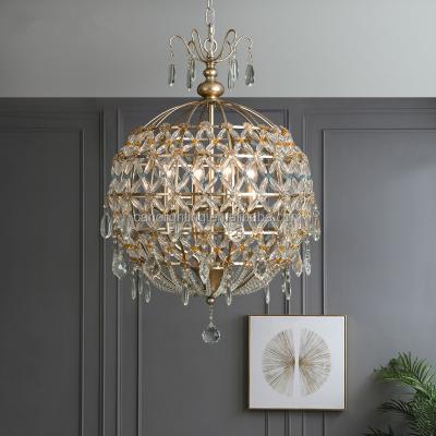 China Modern Round Decorative Led Lighting Lamp Crystal Chandelier In Living Room Suspension Ceiling Lamp for sale