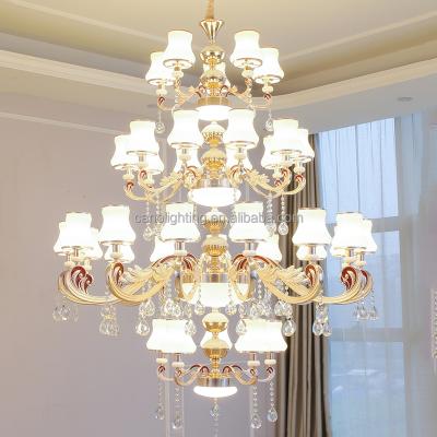 China Modern custom-made large three-layer zinc alloy crystal chandelier in the high hall of the factory is used in the hotel auditorium for sale