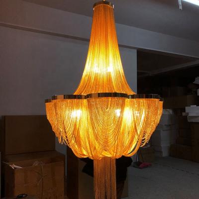 China 2020 Modern New Chandelier Modern Villa Metal Lighting Gold Aluminum Chain Chandelier for sale