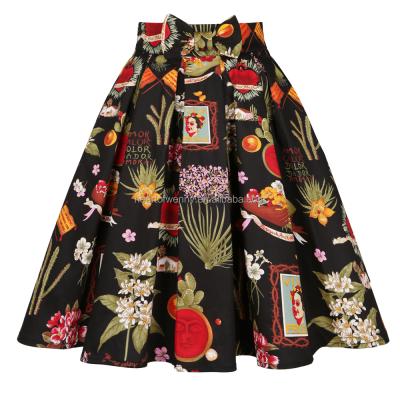 China SS0012 XS-XXL Vintage Vintage Skirt Skirt Breathable Floral Print Retro Pleated Plus Size Women Clothing Faldas Largas Summer Retro Pleated Skirt for sale