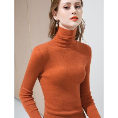 China Breathable Candy Color Long Sleeve Turtle Neck Women Shirt VD1721 Knitted Full Wool Sweater Pink Yellow Orange Blouse For Women T-shirt for sale