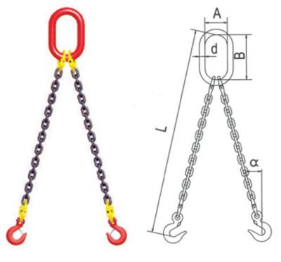 中国 High Strength Ring Heavy Duty Lifting Sling 2 Two Leg Crane Lifting Chain Sling With Clevis Hook 販売のため