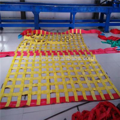 China OEM heavy duty black mesh lifitng cargo container webbing net sling AOFA0201012 Te koop