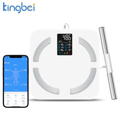 China Dual Bluetooth Type-C Link BT Weigh DigitalSmart 8 Electrodes Body Fat Scale With Analysis Report for sale