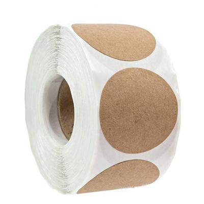 China Waterproof factory hot sale brown round empty DIY decoration sticker wrapping paper sticker label roll for sale