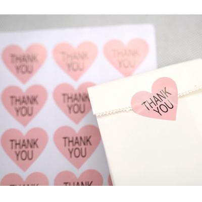 China Waterproof Custom Shape Pink Sticker Heart Thank You Wedding Celebrating Gifts Thank You Sealing Stickers Label Roll for sale