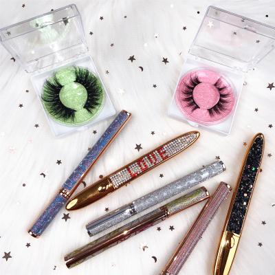 China 2021 new design private label waterproof mink eyeliner 3d mink lashes whips waterproof eyeliner glue pen for sale