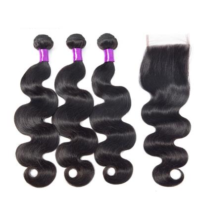 China Brazilian Body Wave Virgin Cuticle Aligned Hair Bundles With HD Lace Up Closure for sale